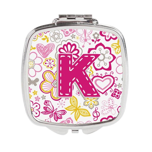 Carolines Treasures Letter K Flowers and Butterflies Pink Compact Mirror CJ2005-KSCM
